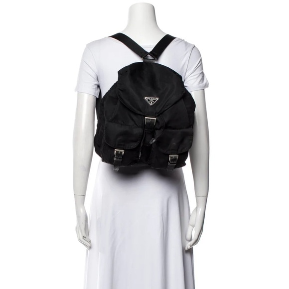 AUTHENTIC Prada Medium Saffiano-Trimmed Vela Backpack 🖤 - Picture 2 of 15